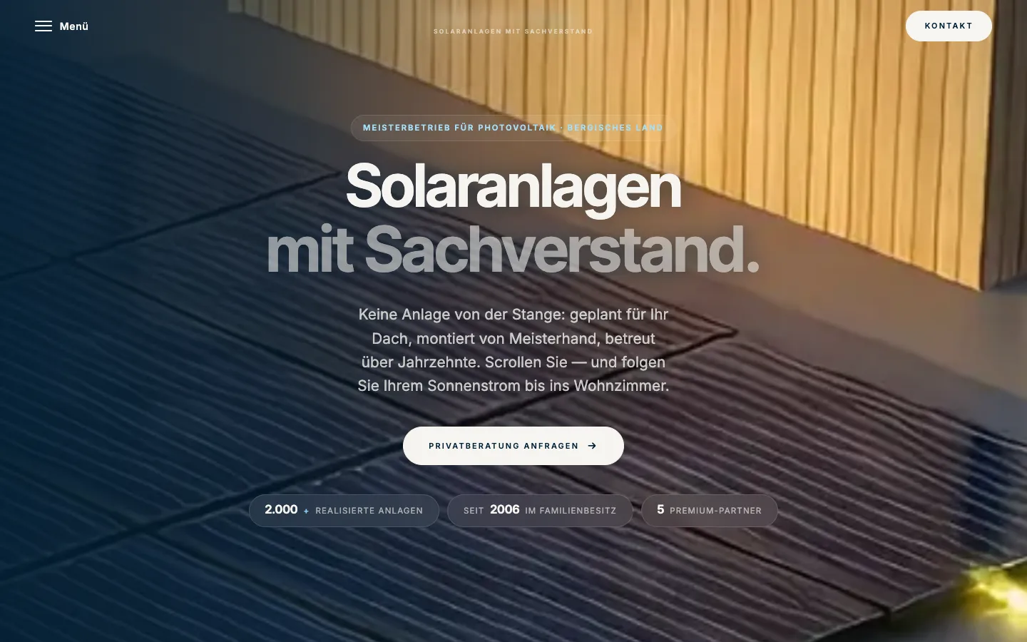 Website-Design für einen Solar-Fachbetrieb