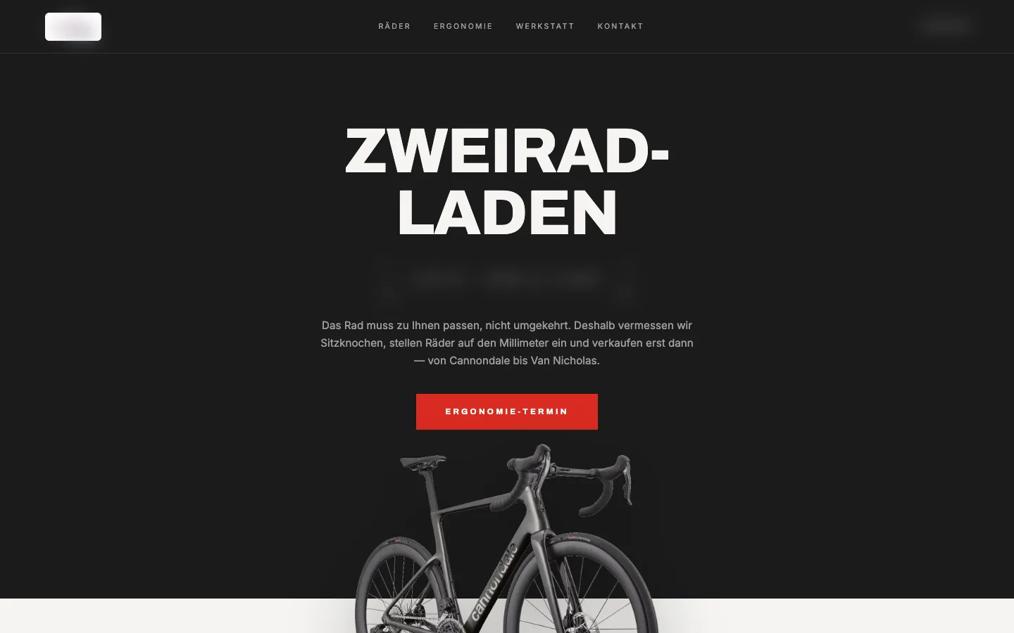 Website-Design für einen Fahrradladen